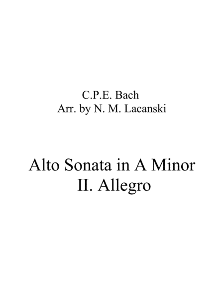 Sonata in A Minor for Alto and String Quartet II. Allegro (arr. Nick Lacanski)