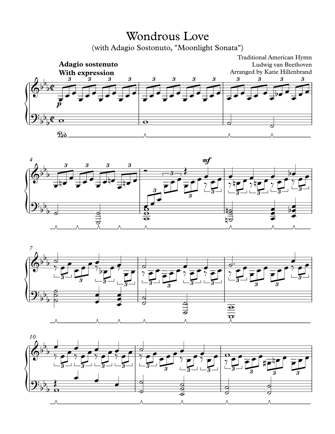 Wondrous Love (with "Adagio Sostenuto" from "Moonlight Sonata") (arr. Katie Hillenbrand)