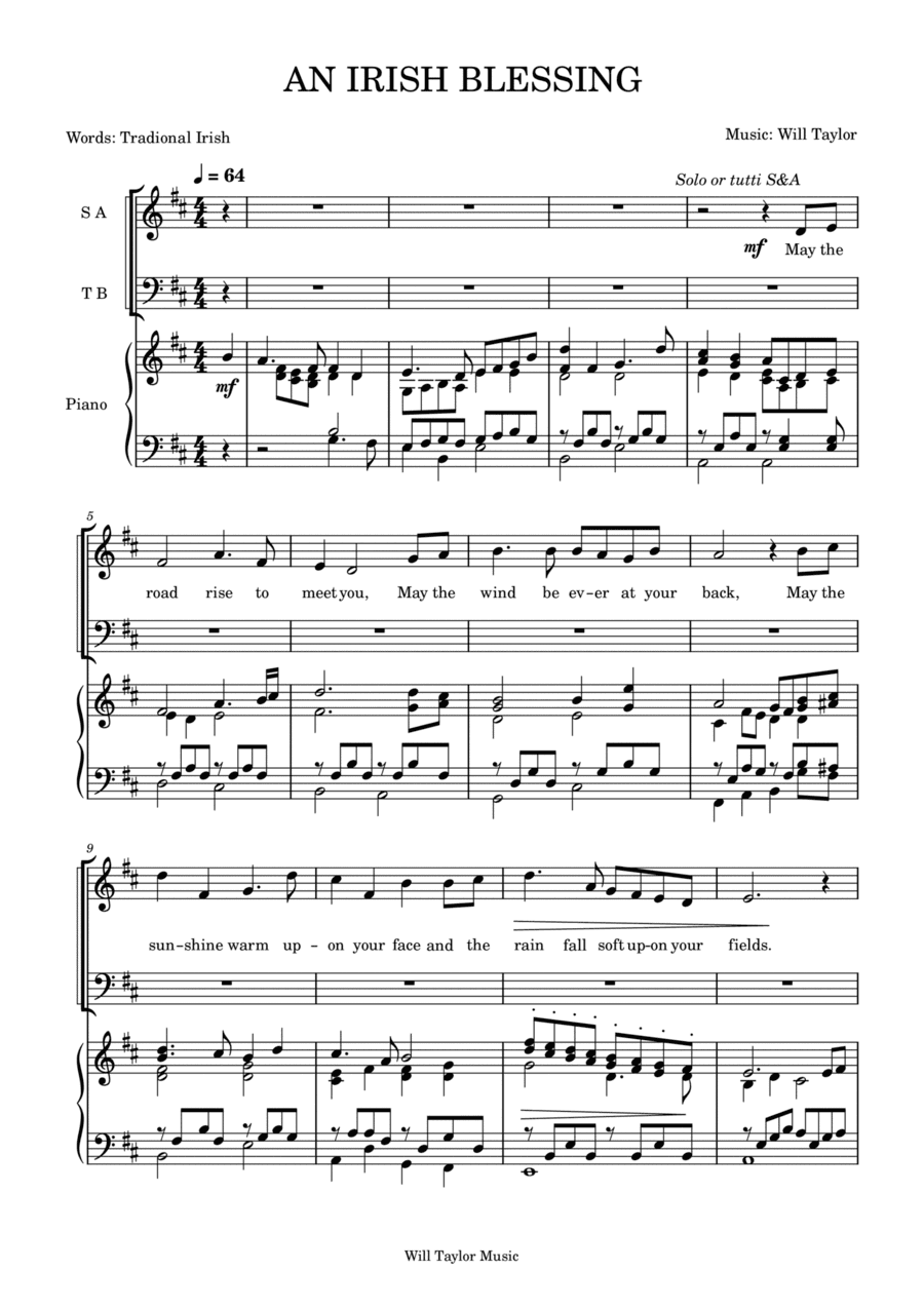 AN IRISH BLESSING (SATB)