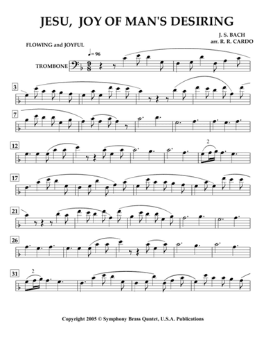 Easter Music - 2. JESU, Joy of Man's Desiring (Trombone) [same arrangement as in collection titled " (arr. R.R.Cardo)