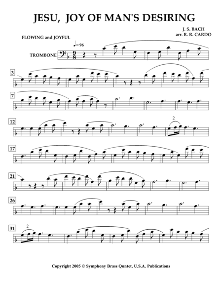 Easter Music - 2. JESU, Joy of Man's Desiring (Trombone) [same arrangement as in collection titled " (arr. R.R.Cardo)