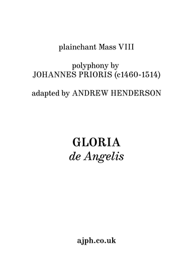 Gloria de Angelis (arr. Andrew Henderson)