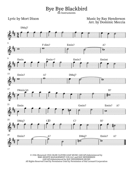 Bye Bye Blackbird (arr. Dominic Meccia)