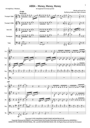 Money, Money, Money (arr. John Nicolaus)