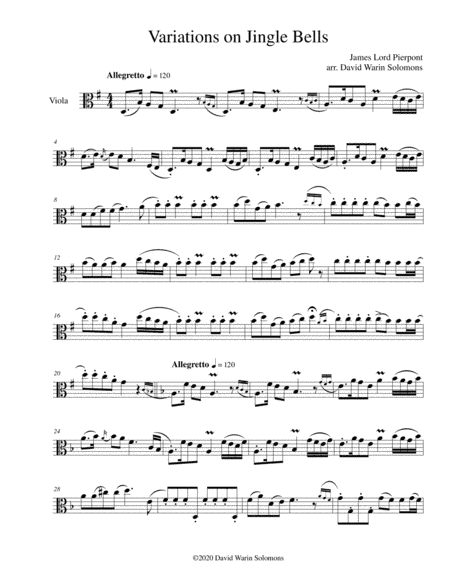Variations on Jingle Bells for solo viola (arr. David Warin Solomons)