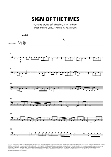 Sign Of The Times (arr. Cadenza Editions)
