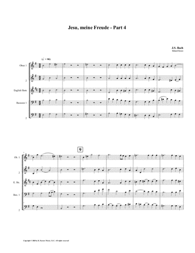 Jesu, meine Freude - Part 4, by J.S. Bach for Double Reed Quintet (arr. Richard Byrnes)