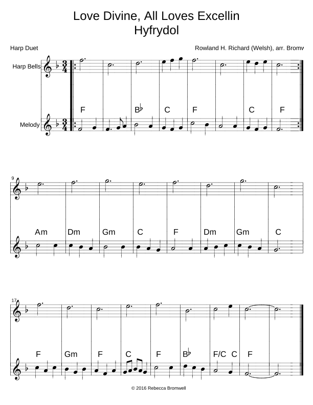 "Love Divine, All Loves Excelling" - Score Only (arr. Rebecca Bromwell)