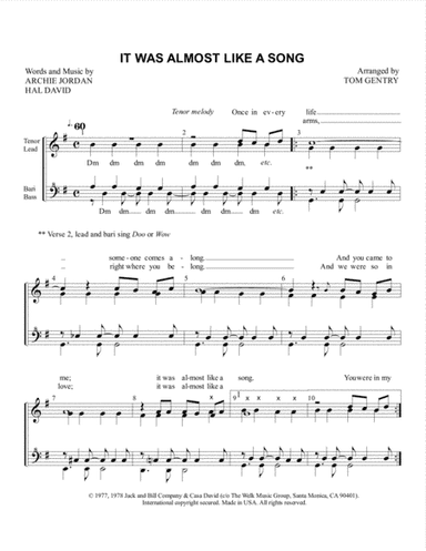 It Was Almost Like A Song (arr. Tom Gentry)