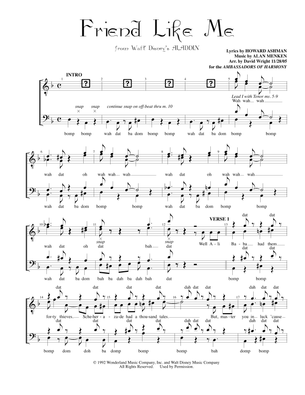 Friend Like Me (arr. David Wright)