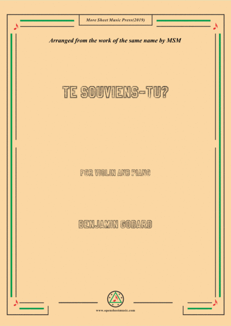 Godard-Te souviens-tu,for Violin and Piano (arr. MSM)