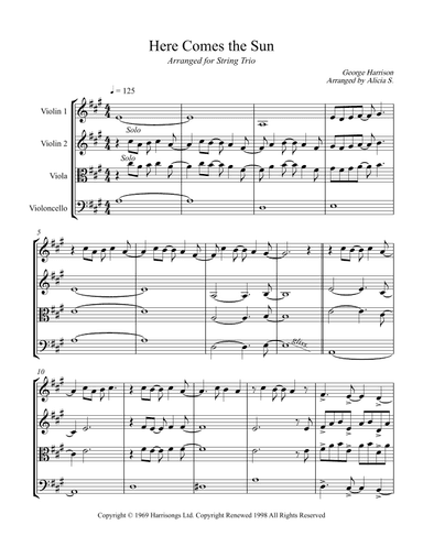 Here Comes The Sun (arr. Alicia S.)