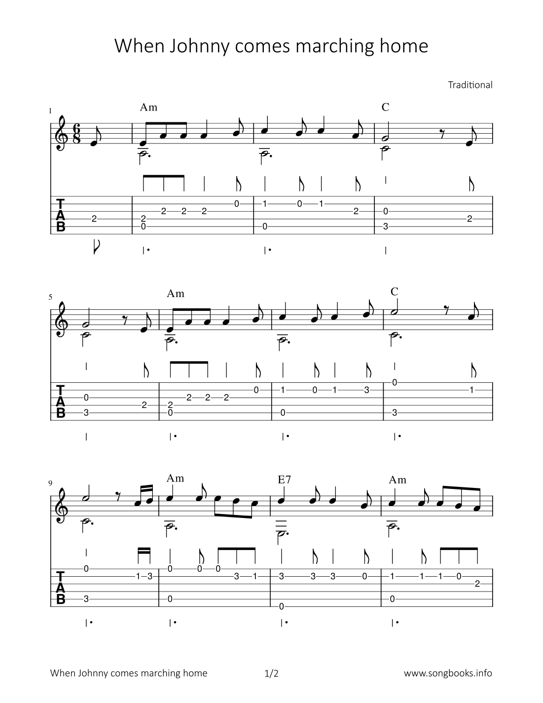 When Johnny comes marching home (arr. Bettina Schipp)