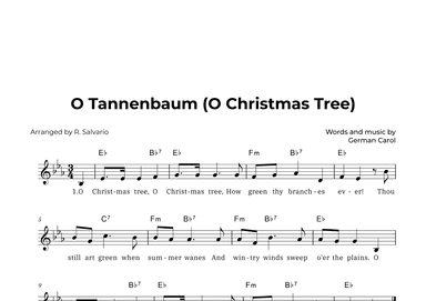 O Tannenbaum (O Christmas Tree) - Key of E-Flat Major (arr. R. Salvario)