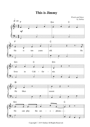 This is Jimmy(Nursery Rhymes for Easy Piano)