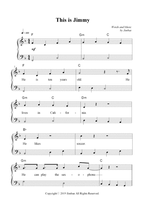 This is Jimmy(Nursery Rhymes for Easy Piano)