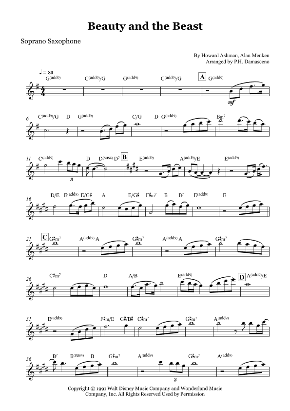 Beauty And The Beast (arr. P.H. Damasceno)