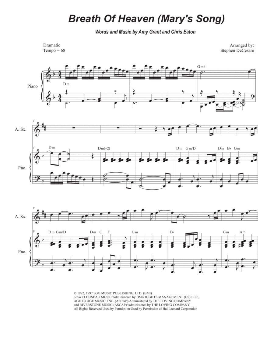 Breath Of Heaven (Mary's Song) (arr. Stephen DeCesare)