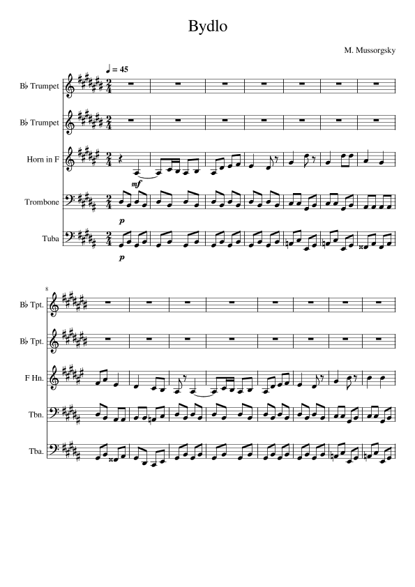Bydlo - Pictures at an Exhibition (Cattle) (arr. Edward Fall)