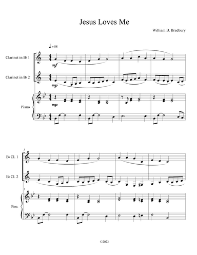 Jesus Loves Me (Clarinet Duet with Piano Accompaniment) (arr. B. C. Dockery)