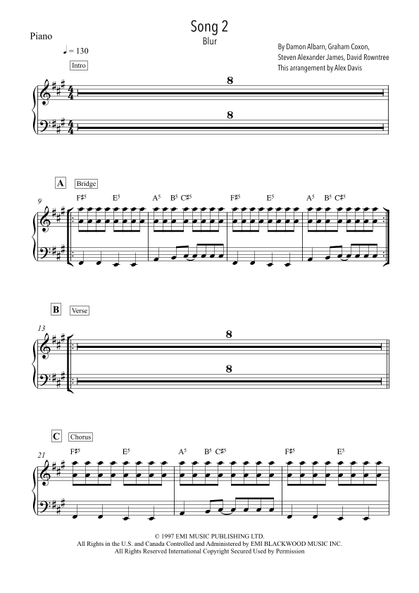 Song 2 (arr. Alex Davis)