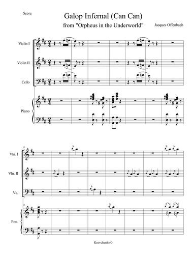 Jacques Offenbach - Can Can ("Galop Infernal") arr. for piano quartet (score and parts) (arr. Julia Samarska)