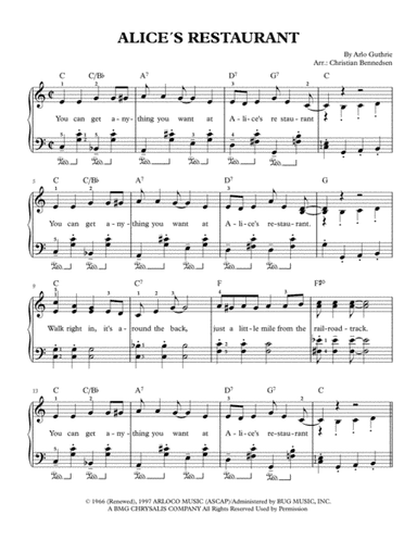 Alice's Restaurant (arr. Christian Bennedsen)