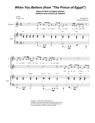 When You Believe (From The Prince Of Egypt) (arr. Stephen DeCesare)