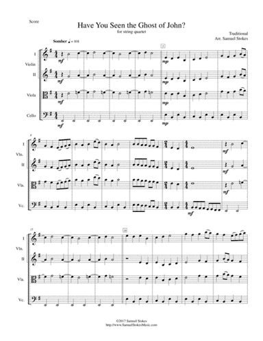 Have You Seen the Ghost of John? (aka "Ghost of Tom") - for string quartet (arr. Samuel Stokes)