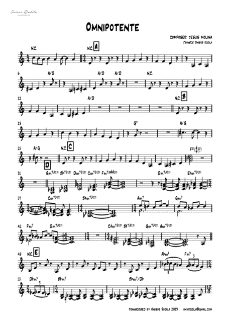 Omnipotente - Jesus Molina (Transcription) (arr. Oni Rodila)