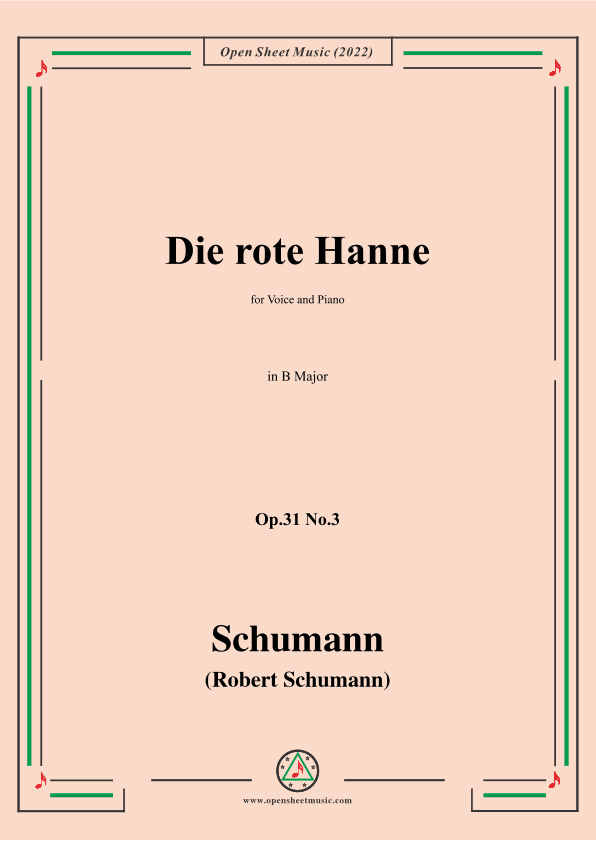 Schumann-Die rote Hanne,Op.31 No.3,in B Major (arr. OSM Press)