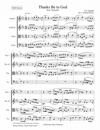 "Thanks Be to God"  from Handel's Messiah; for strings (arr. J. Richard Dixon)