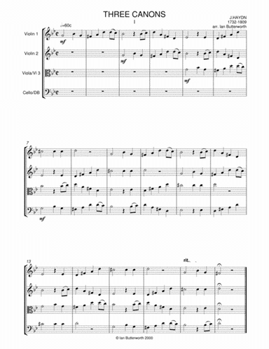HAYDN Three Canons for string orchestra (arr. Ian Butterworth)