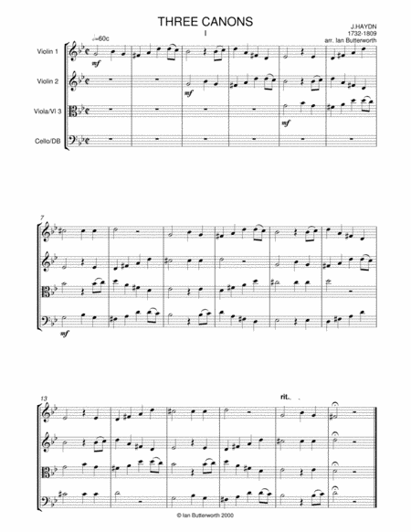 HAYDN Three Canons for string orchestra (arr. Ian Butterworth)