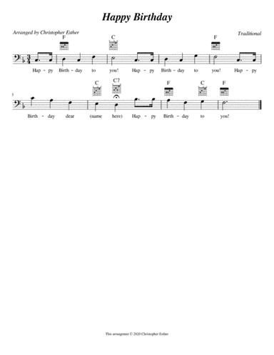Happy Birthday (Cello) (arr. Christopher Esther)