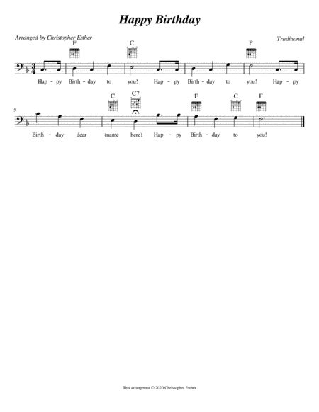 Happy Birthday (Cello) (arr. Christopher Esther)