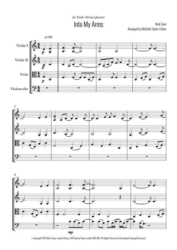 Into My Arms (arr. Michelle Taylor-Cohen)
