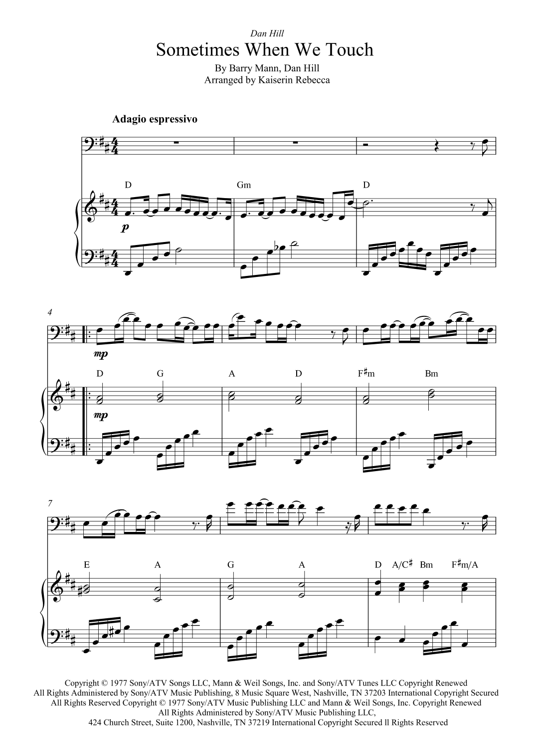 Sometimes When We Touch (arr. Kaiserin Rebecca)