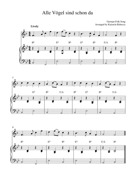 Alle Vögel sind schon da (All the Birds are there/ Spring Song) (arr. Kaiserin Rebecca)