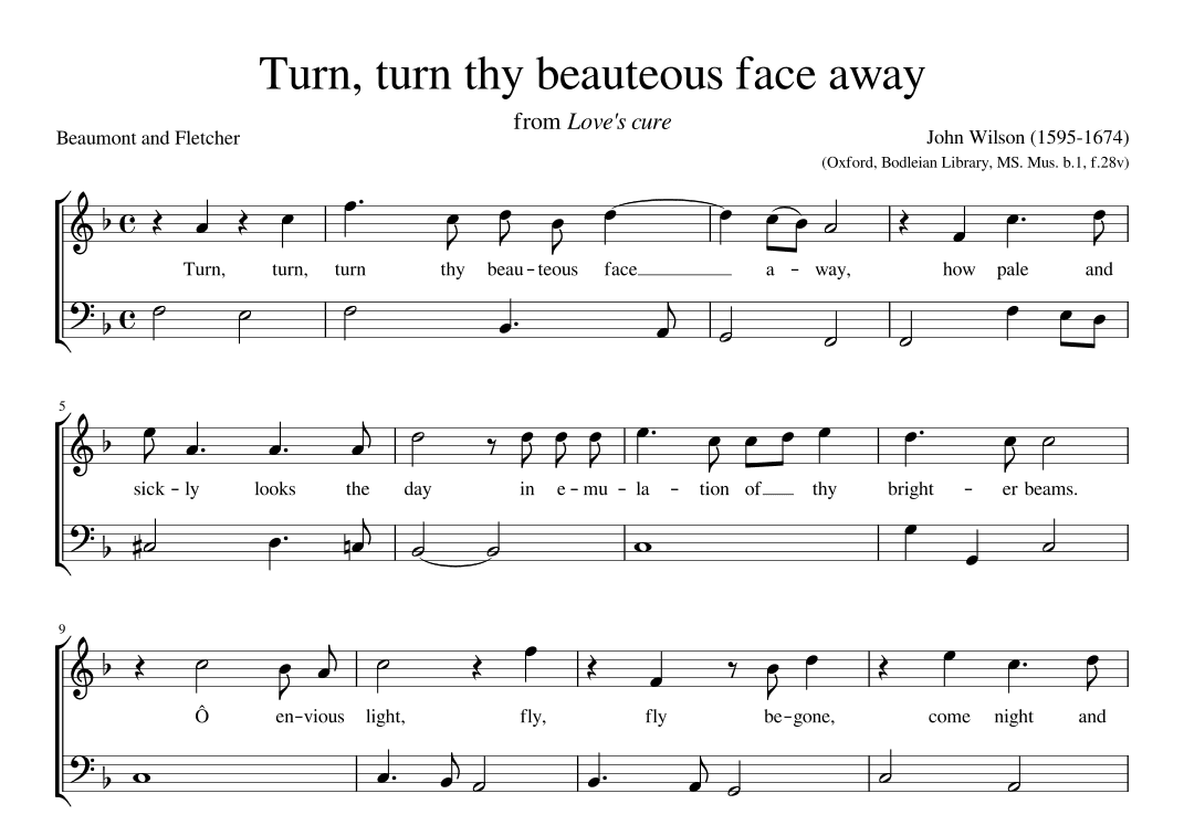 Turn, turn thy beauteous face away (arr. Early Music Scores)