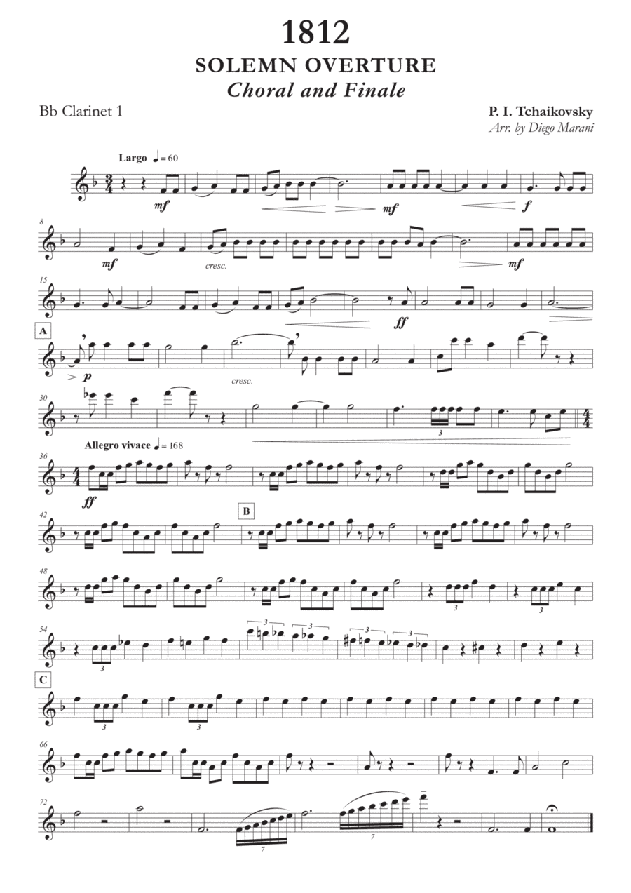 Choral and Finale from "1812 Overture" for Clarinet Quartet (arr. Diego Marani)