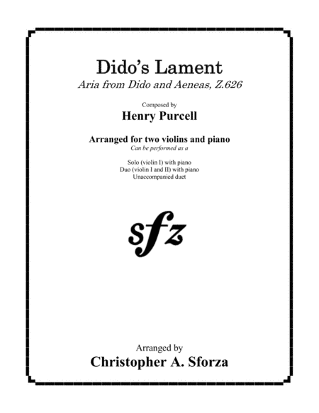 Dido's Lament, for two violins and piano