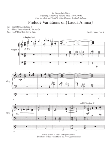 Prelude Variations on "Lauda anima" (for Organ)