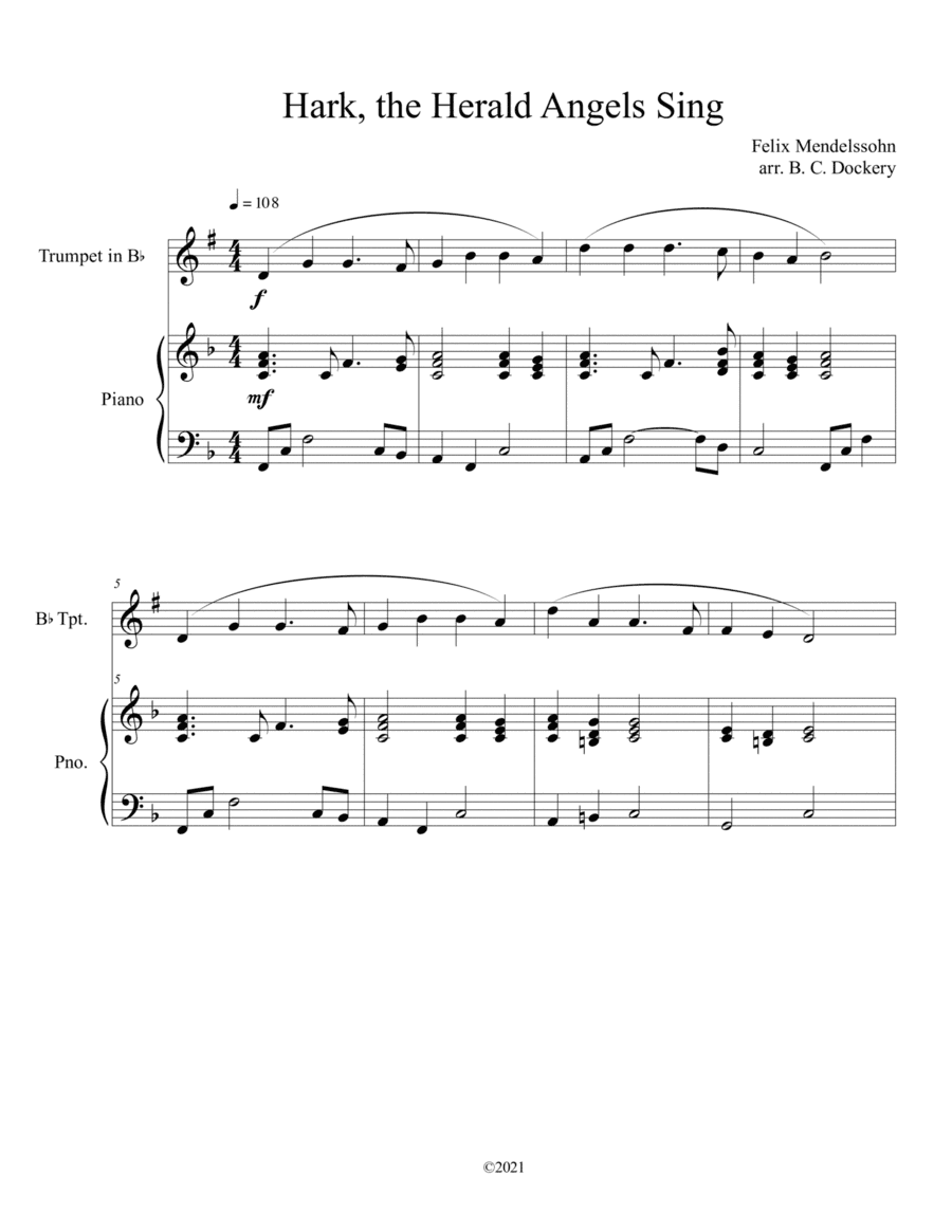 Hark, the Herald Angels Sing (Trumpet Solo with Piano Accompaniment) (arr. B. C. Dockery)