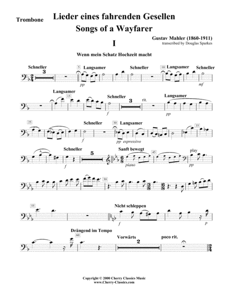 Songs of a Wayfarer for Trombone or Bass Trombone & Piano (arr. Sparkes, Douglas)