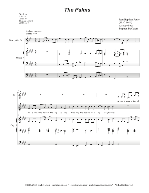 The Palms (Duet for Soprano and Tenor solo) (Easy Vocal Duet Version) (arr. Stephen DeCesare)