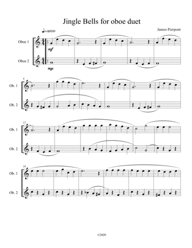 Jingle Bells for oboe duet (arr. B C Dockery)