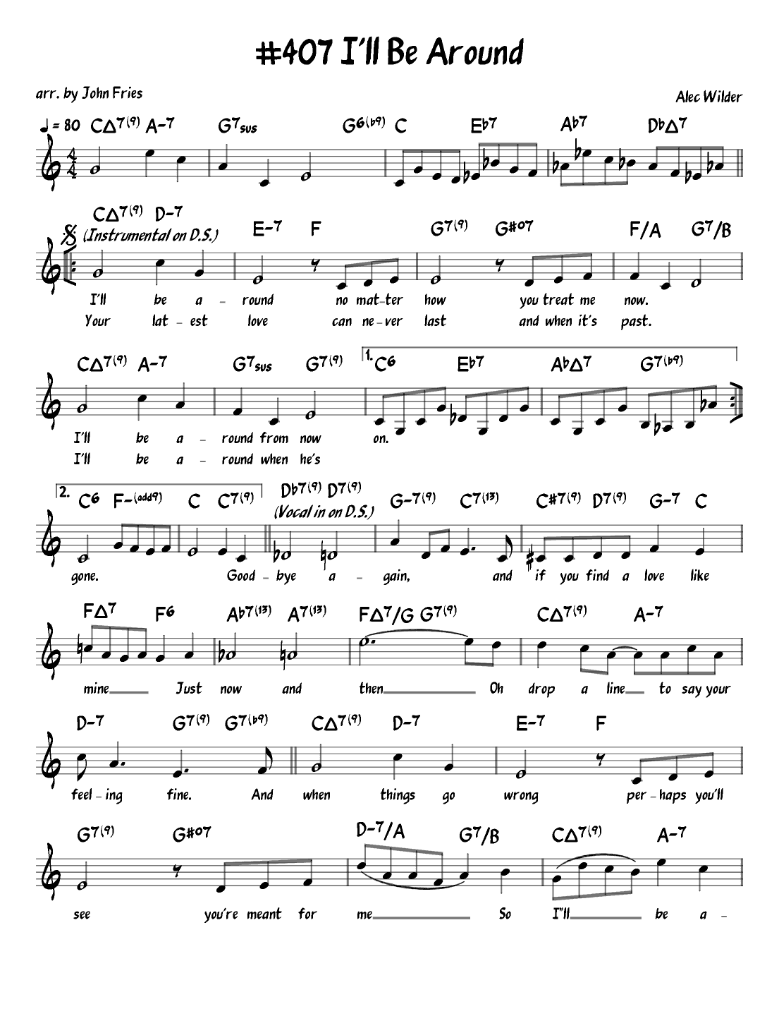 I'll Be Around (arr. John Fries)