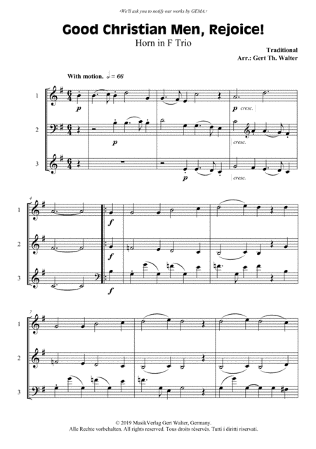 Good Christian Men, Rejoice! (arr. Gert Th. Walter)