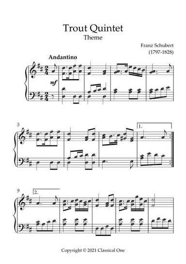 Schubert - Trout Quintet Theme(With Note name) (arr. MPS)
